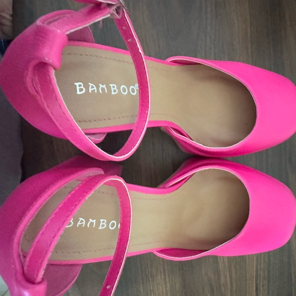 Hot Pink Platform Block High Heels Size 8 - Picture 9 of 12